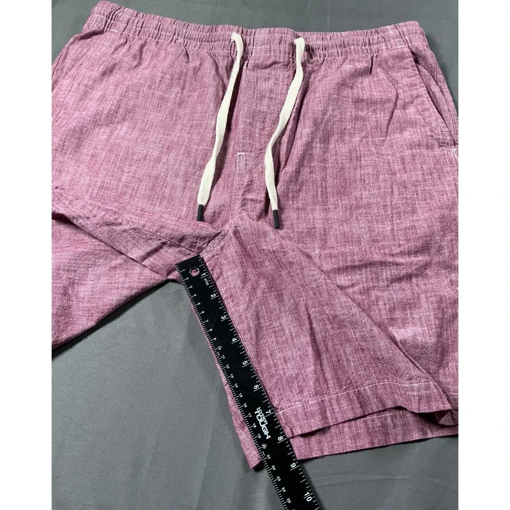 Banana Republic Mens Large Burgundy Cotton Chambray Drawstring Shorts Elastic